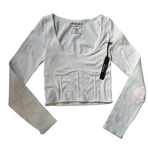 Proof New York - Womens White Fitted Longsleeve Crop Top Sz. Md/Lg.